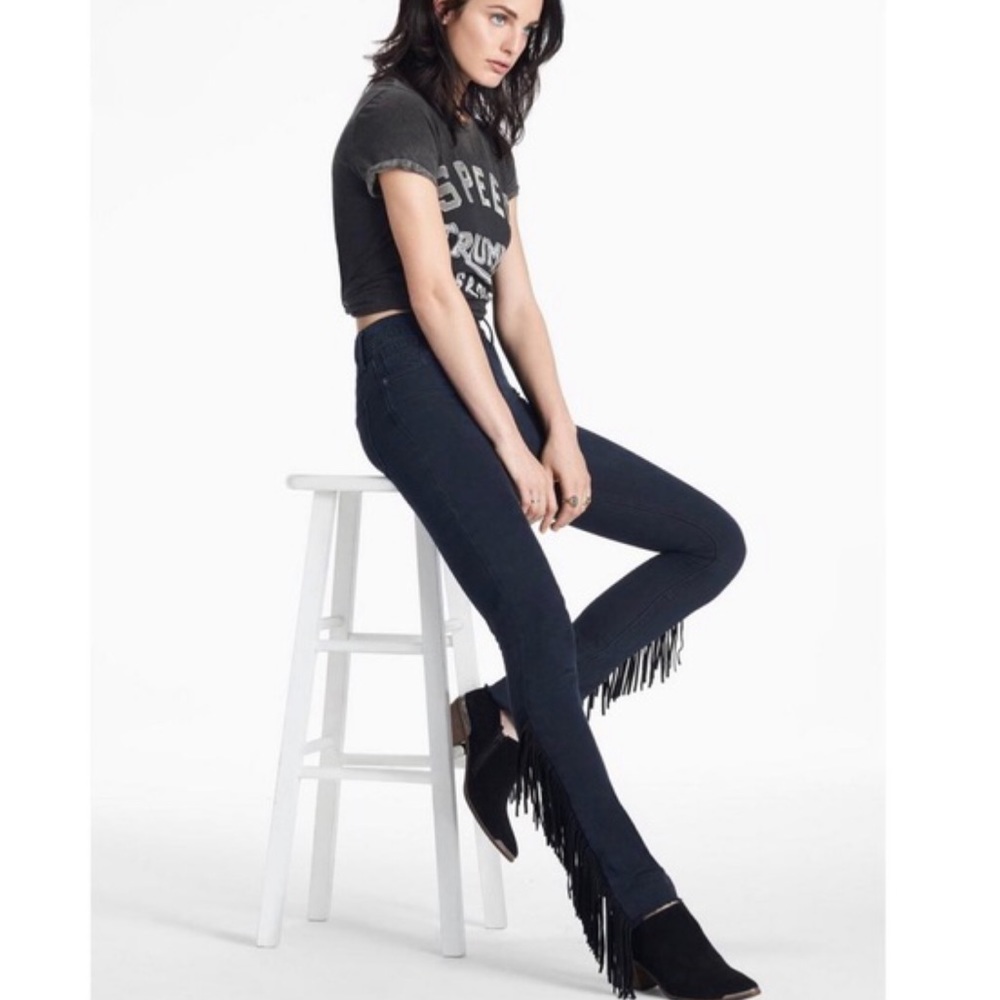 Lucky Bridgette High Rise Leather Fringe Jeans